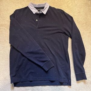 Massimo Dutti men’s long sleeve polka dot navy shirt M